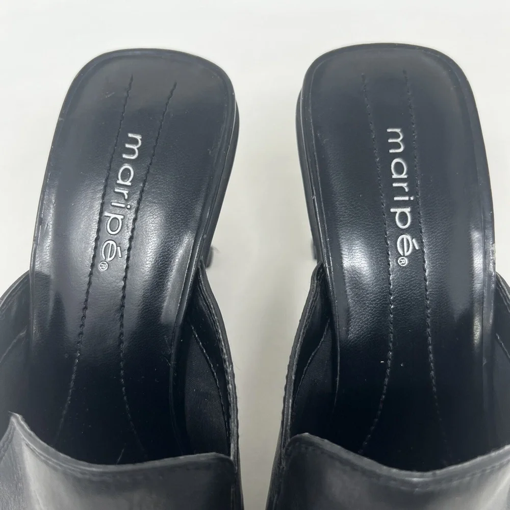 Maripe Women's Black Leather Heeled Loafer Size 8.5